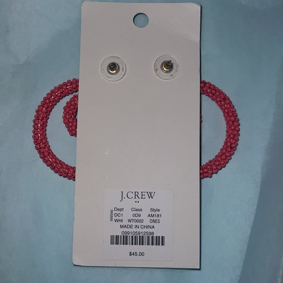 J. Crew Factory pink coral hoop beaded statement earrings - Picture 3 of 3